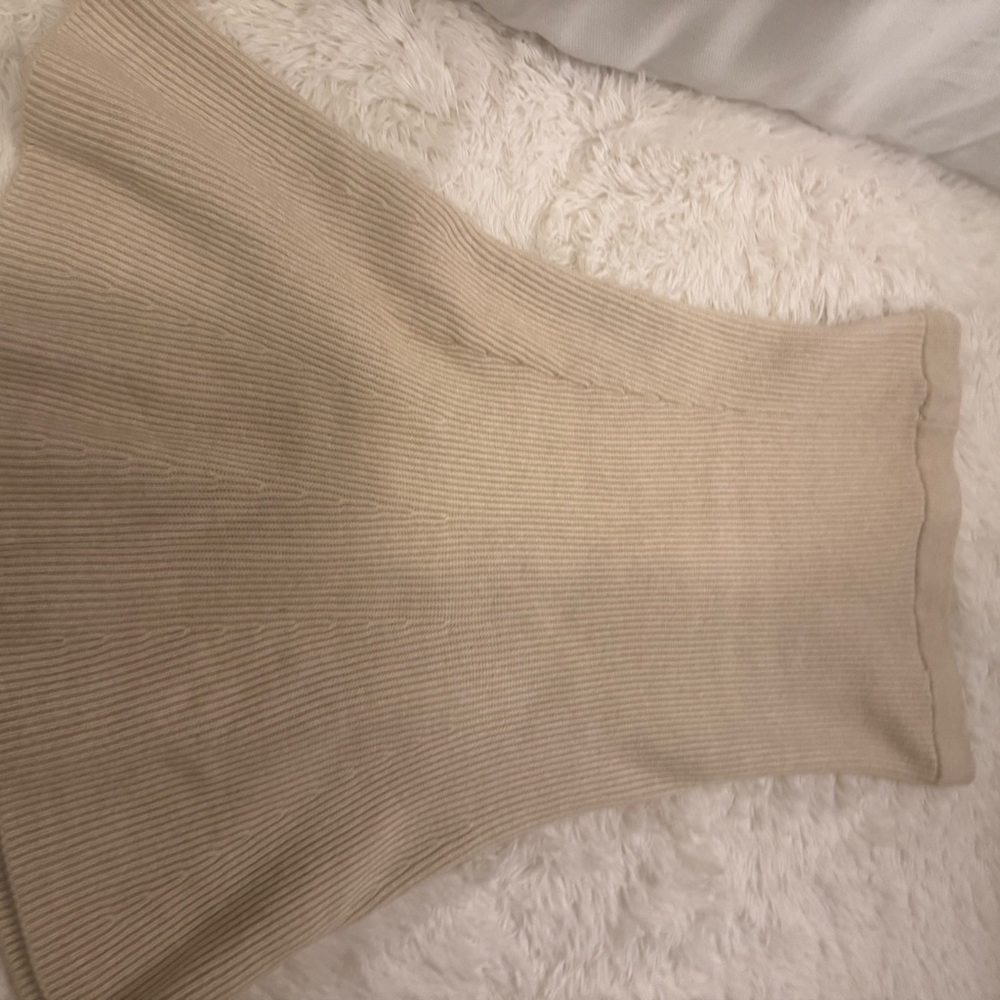 Beige Ribbed Knit Skirt